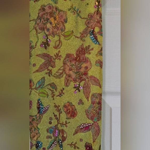 Floral Silk Embellished Scarf 55 X 8 X 2 In - Picture 3 of 7
